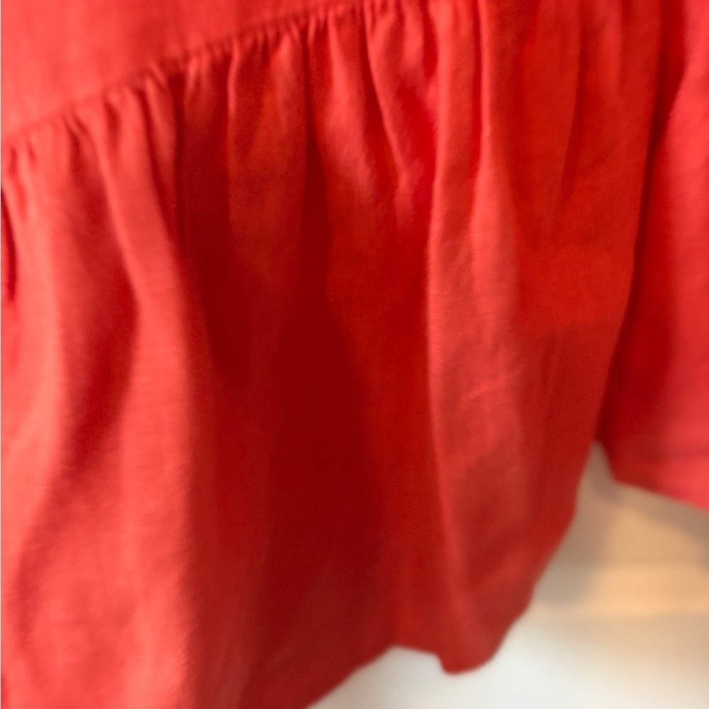 Bryn Walker Womens Flowy Blouse Top Lagenlook 100% Cotton Guazy Red L - Picture 11 of 12